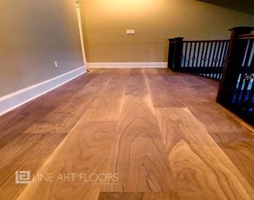 Polished wooden floor in a modern interior space.