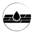 Black and white logo with oil drop and circular text.