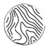 Black and white circular abstract pattern with wavy lines.